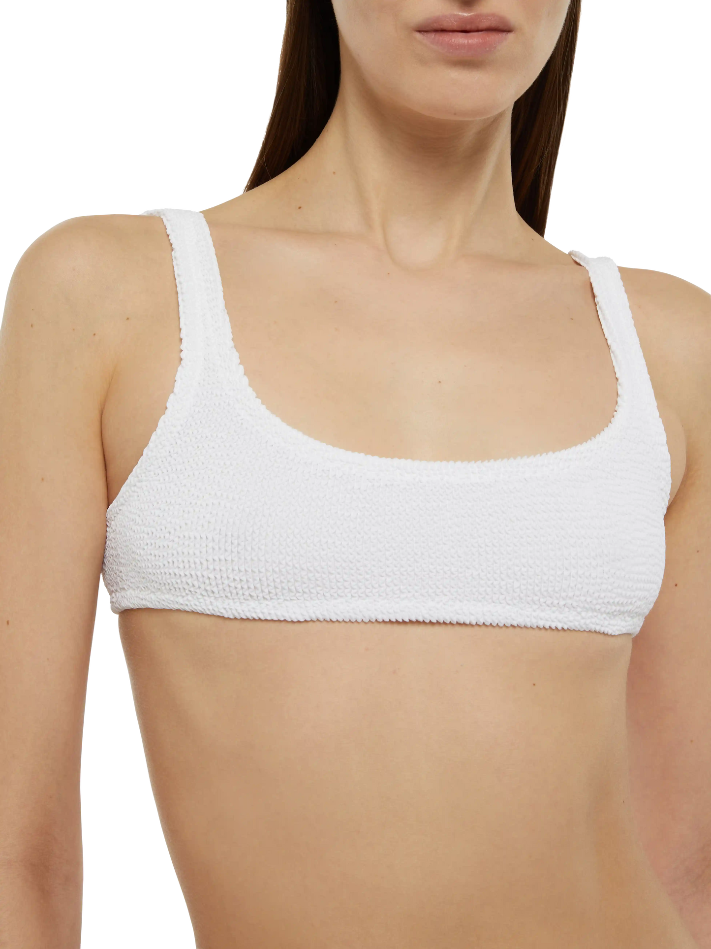 Naomi white crinkle cheeky swim briefs - Naima white crinkle classic bralette top
