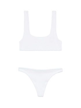 Naomi white crinkle cheeky swim briefs - Naima white crinkle classic bralette top
