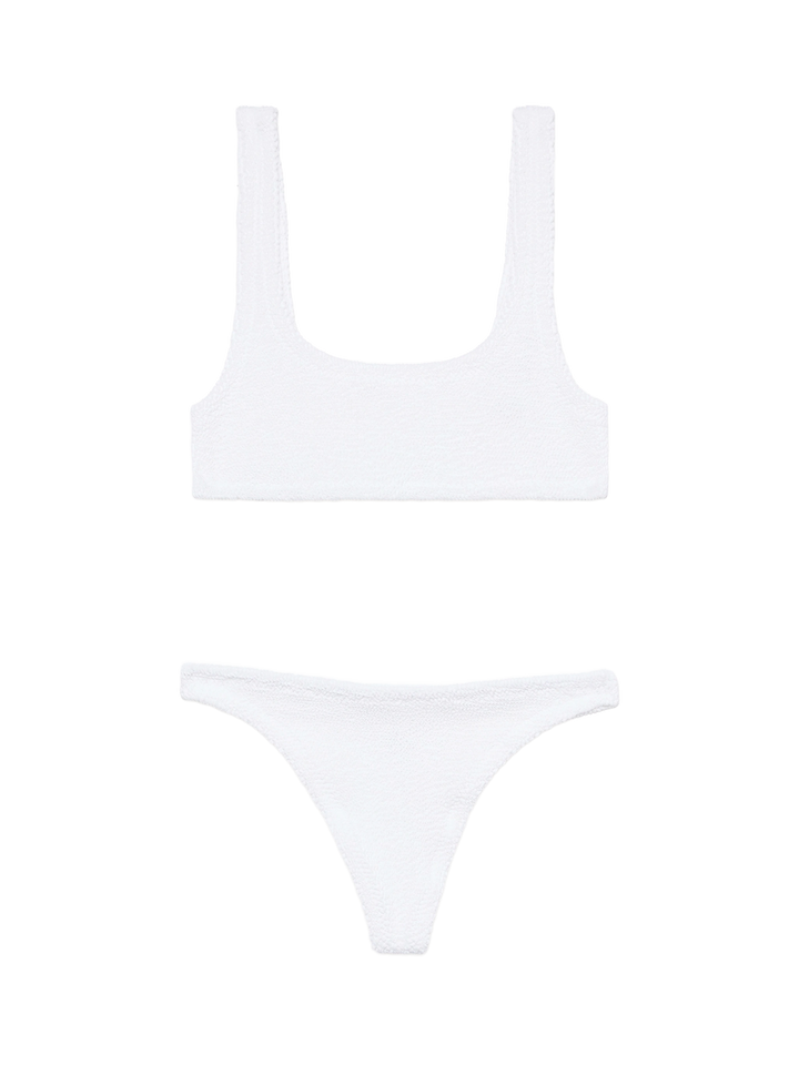 Naomi white crinkle cheeky swim briefs - Naima white crinkle classic bralette top