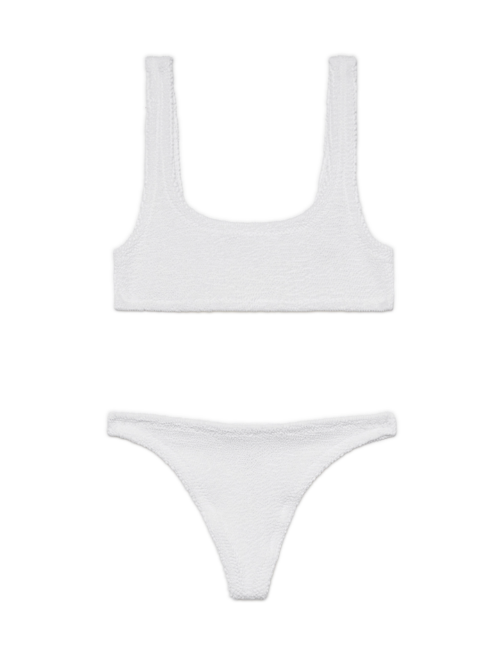 Naomi weißer Crinkle-Badeslip – Naima weißes Crinkle-Bralette-Oberteil