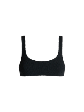 Top bikini bralette Naima nero in tessuto crinkle