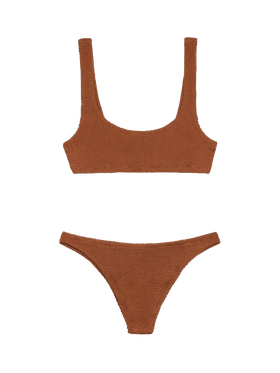 Classic crinkle bralette bikini Naima Naomi in camel brown