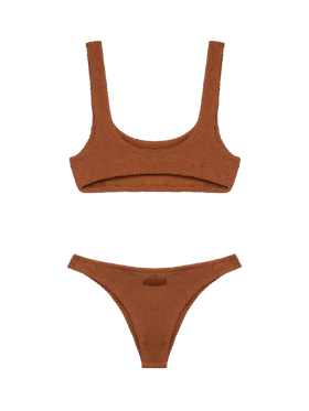 Classic crinkle bralette bikini Naima Naomi in camel brown