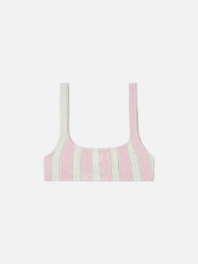 Naima Bralette-Bikinioberteil aus pink gestreiftem Crinkle-Stoff 