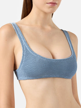 Naomi slip mare cheeky in crinkle color avio blue - Naima crinkle classico top a bralette blu avio