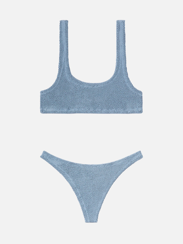 Naomi slip mare cheeky in crinkle color avio blue - Naima crinkle classico top a bralette blu avio