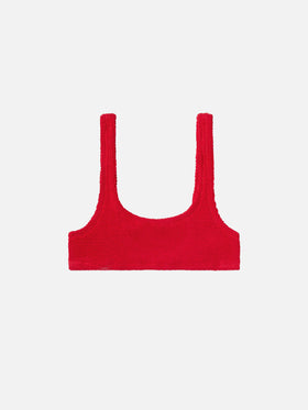 Naima – Klassisches Bralette-Oberteil in Crinkle-Optik in Rot