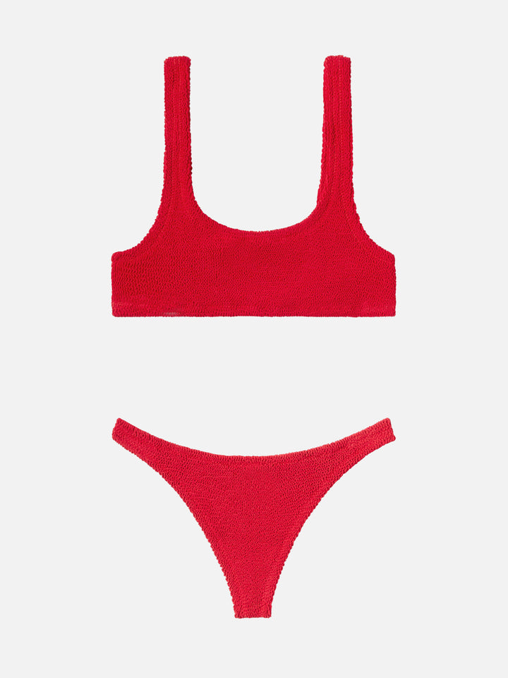 Naomi slip mare cheeky in crinkle color rosso - Naima crinkle classico top a bralette rosso