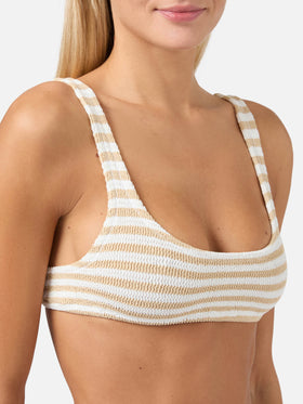 Crinkle bralette bikini Naima Naomi with beige striped print