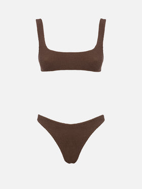 Woman brown crinkle bralette bikini Naima Naomi