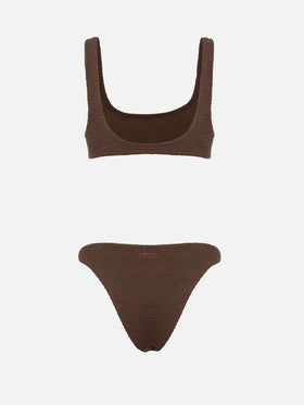 Woman brown crinkle bralette bikini Naima Naomi