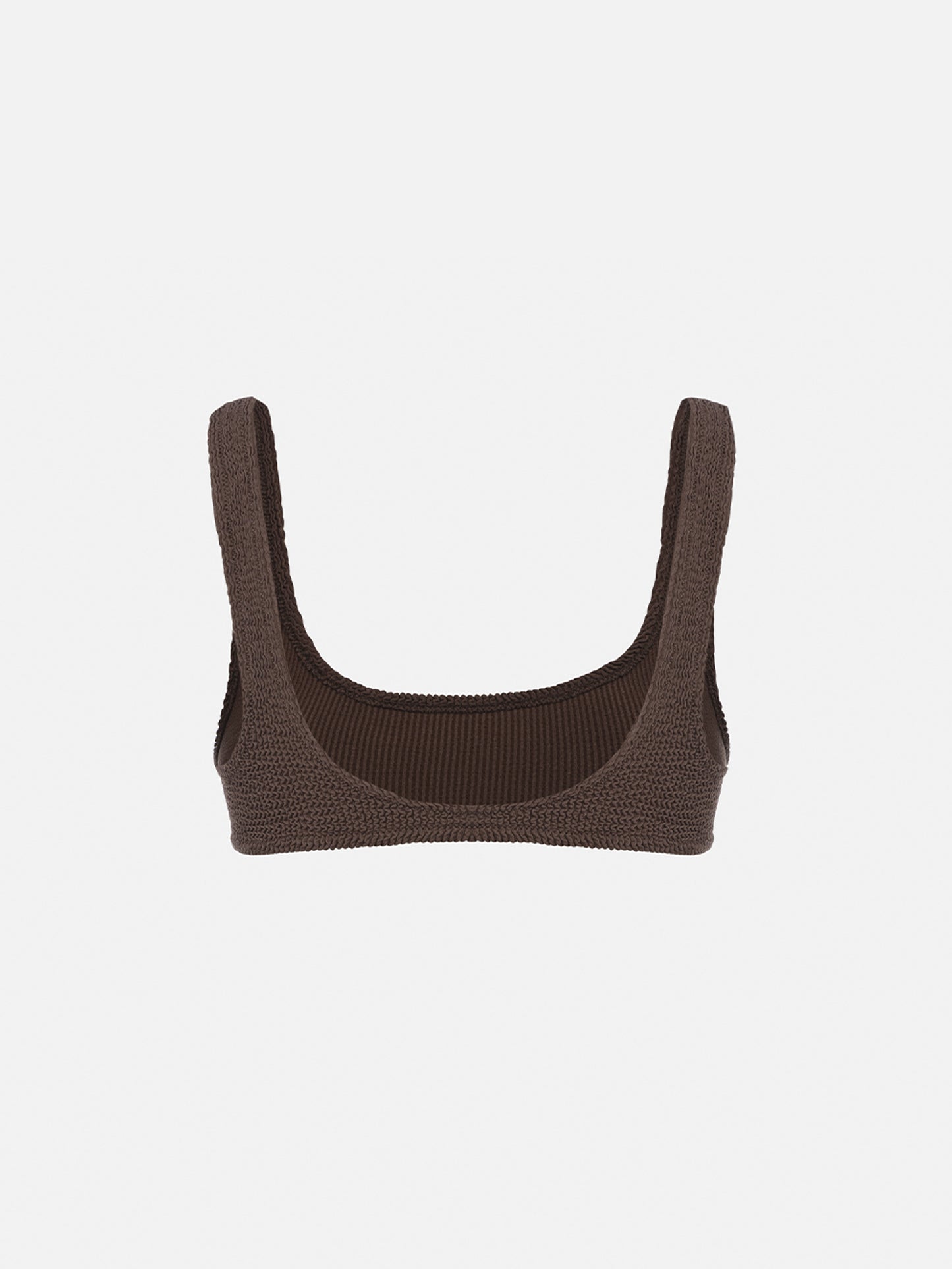 Femme haut de bikini brassière froissé classique marron Naima 