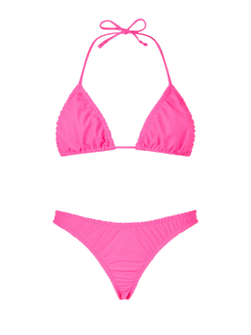 Bikini da donna a triangolo rosa fluo con volant Nilly Nalu