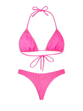 Bikini da donna a triangolo rosa fluo con volant Nilly Nalu
