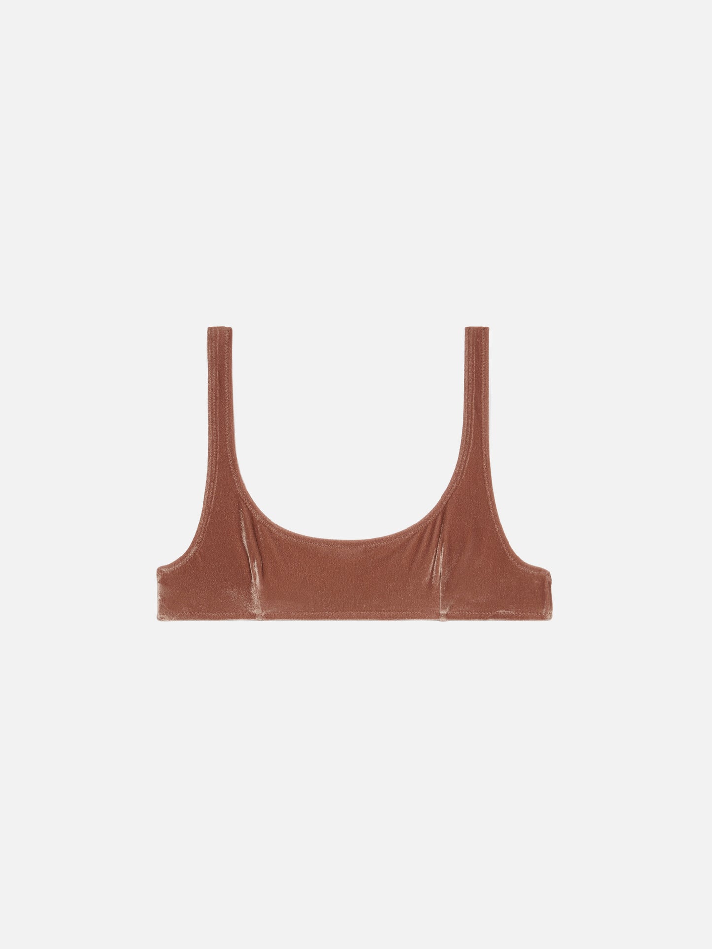 Naima top a bralette classico in velluto marrone cammello