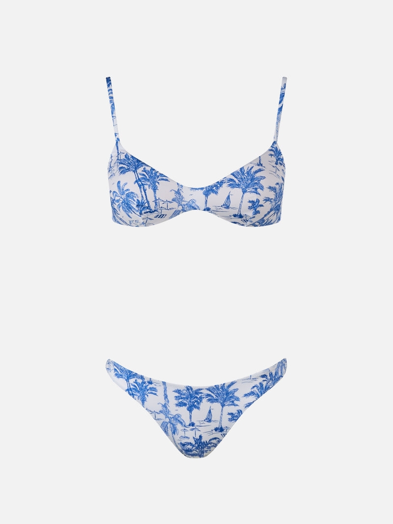 Damen Toile de Jouy U-Ausschnitt-Bralette-Bikini May Naomi