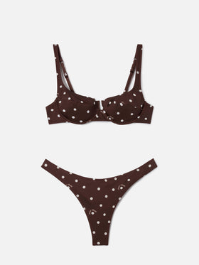 Bikini Amira Naomi con stampa pois marrone e bianco