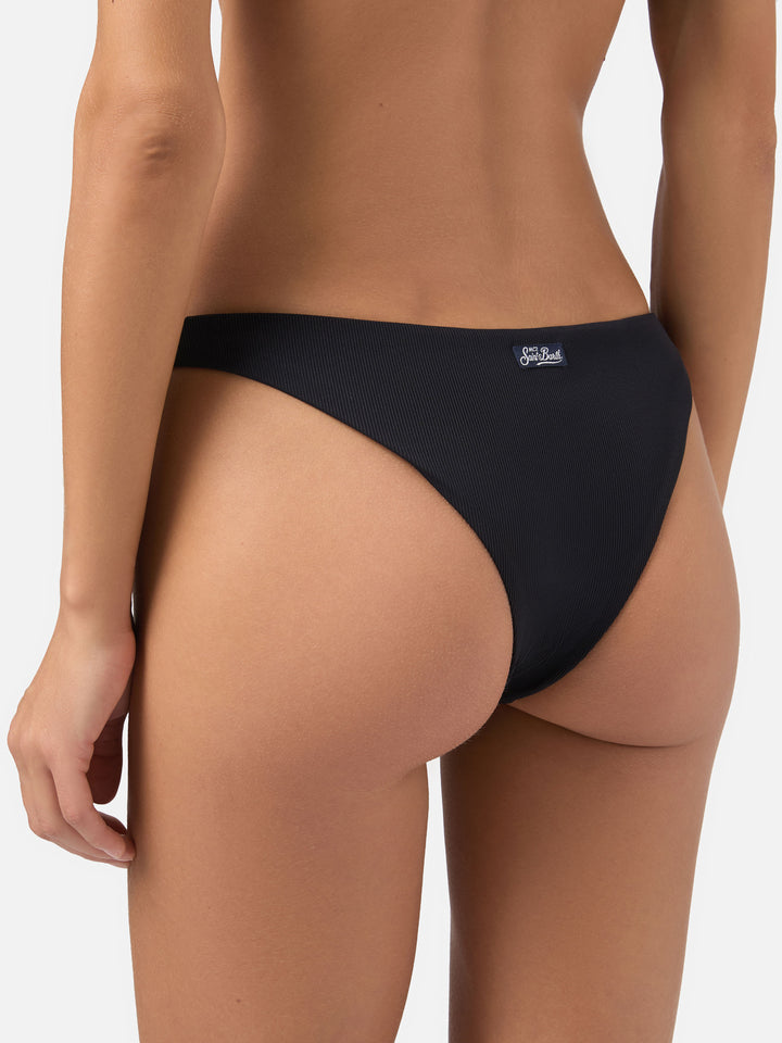 Slip da bagno a brasiliana a coste nere