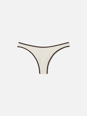 Naomi String brazilian bikini bottoms in cream with contrasting trims