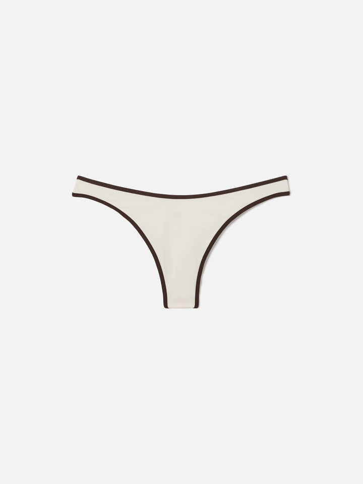 Slip mare Naomi String modello brasiliana panna con profili a contrasto