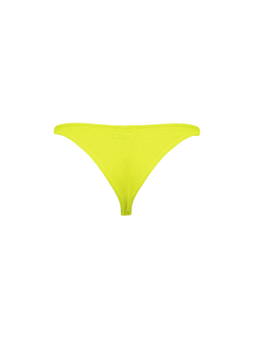 Woman fluo yellow crinkle cheeky swim briefs Naomi