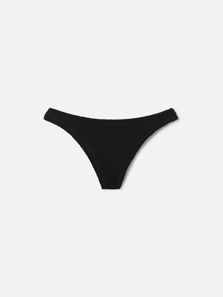 Slip mare Naomi modello brasiliana in tessuto crinkle nero