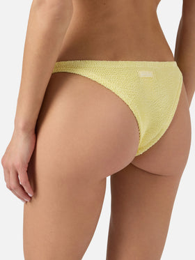Braguita de bikini brasileña Naomi en tejido crinkle amarillo claro 