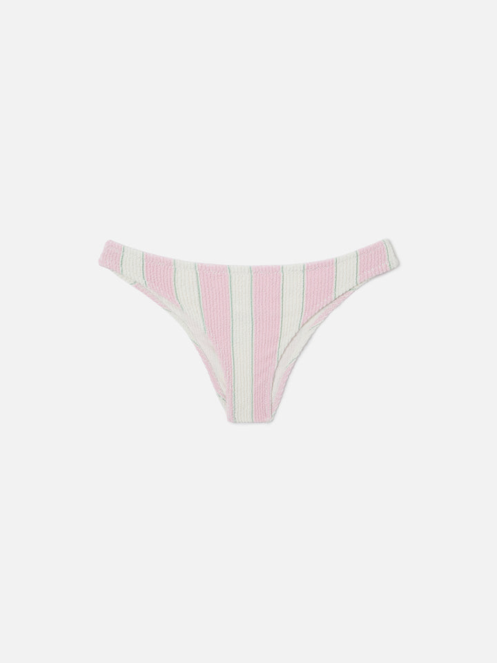 Naima Bralette-Bikinioberteil aus pink gestreiftem Crinkle-Stoff 