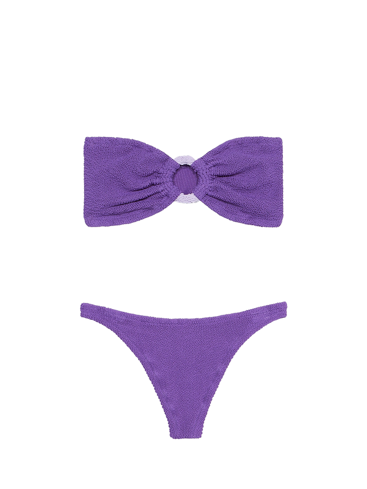 Bikini da donna a fascia viola crinkle Yulia Naomi
