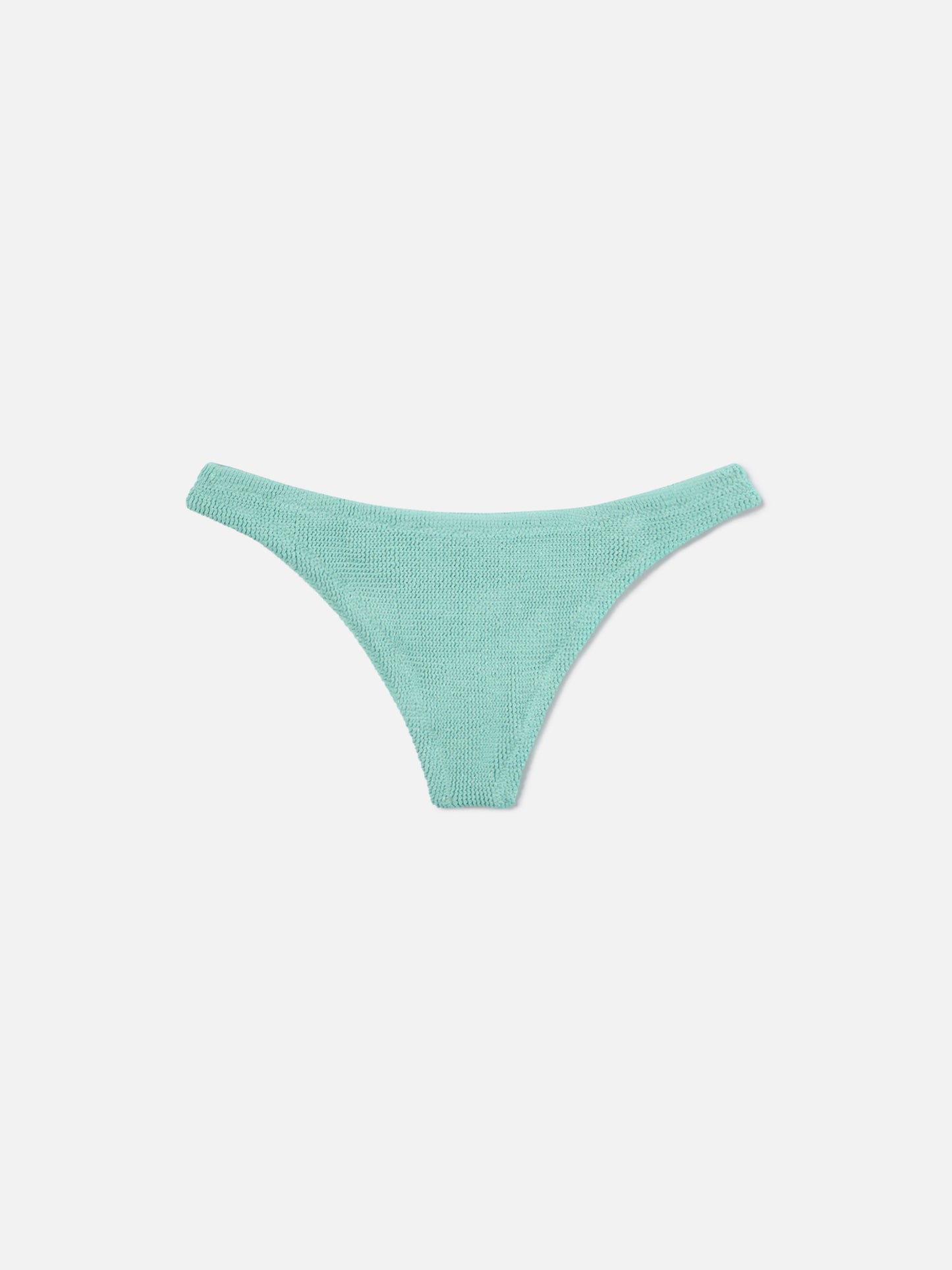 Naomi brazilian bikini bottoms in aqua green lurex crinkle fabric