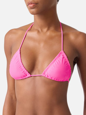 Top bikini Nilly triangolo rosa fluo tinta unita