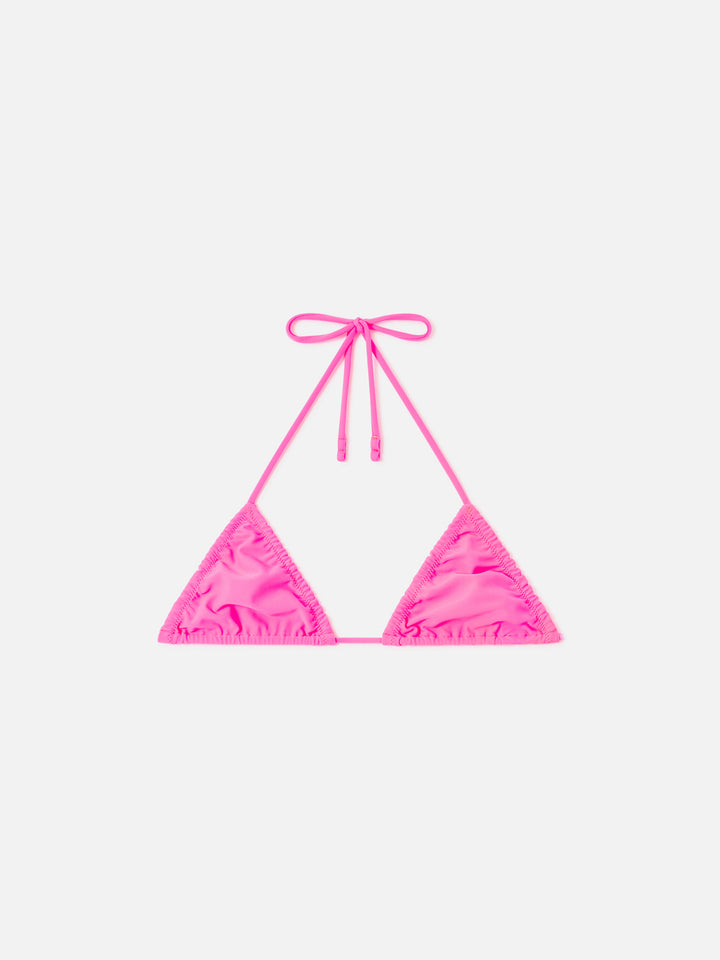 Fluo pink Nilly solid color triangle bikini top