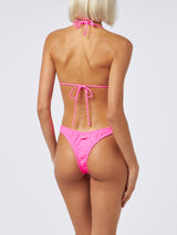 Woman ruffled fluo pink triangle bikini Nilly Nalu