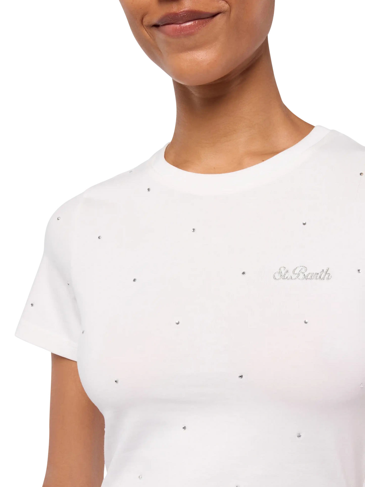 Nives cotton t-shirt with rhinestone embellishment