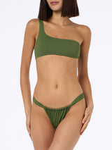 Woman military green one shoulder bralette bikini Celestine Noelle