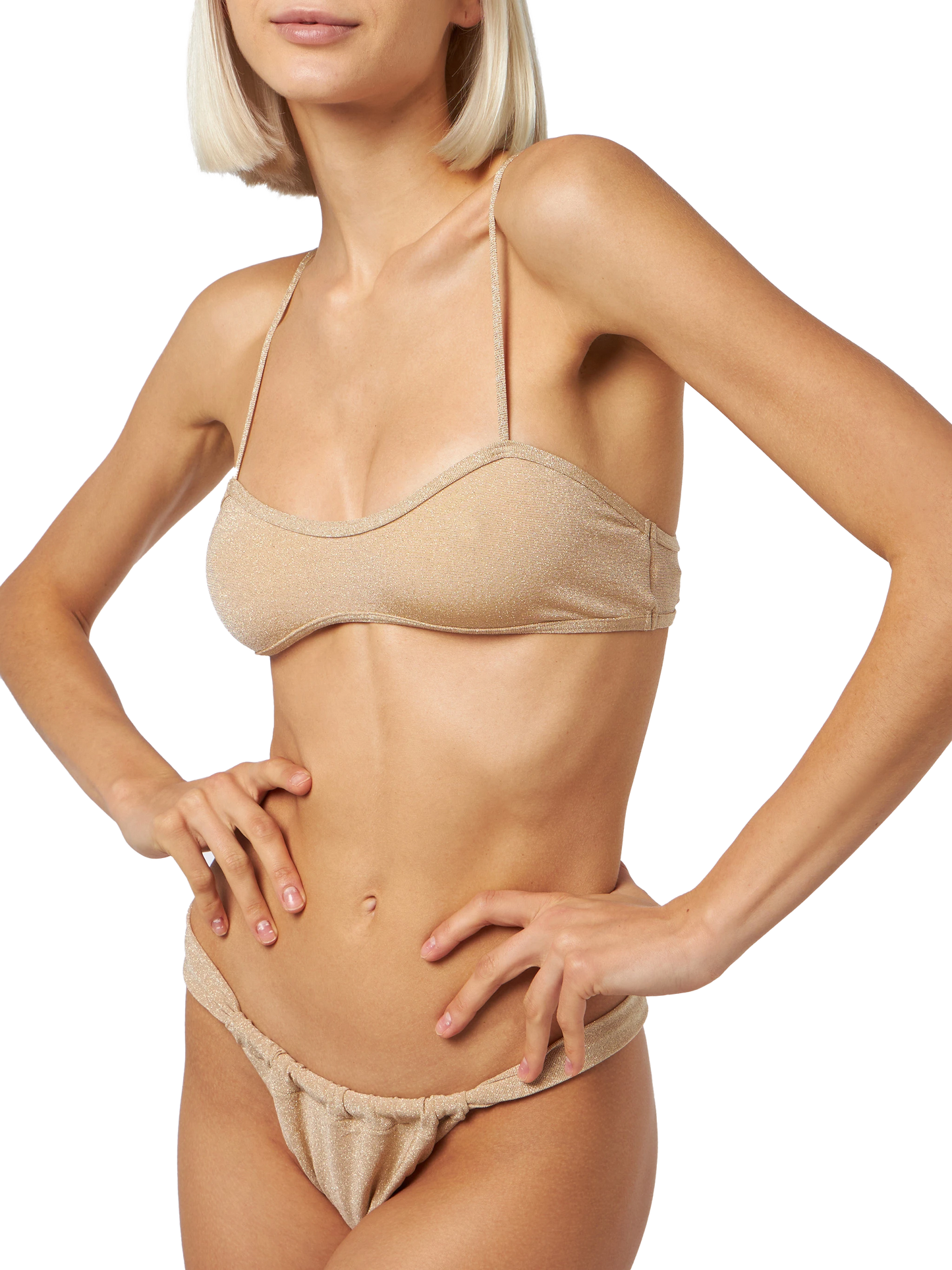 Woman lurex scooped bikini swimsuit Laryn Noelle