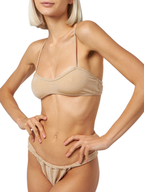 Woman lurex scooped bikini swimsuit Laryn Noelle