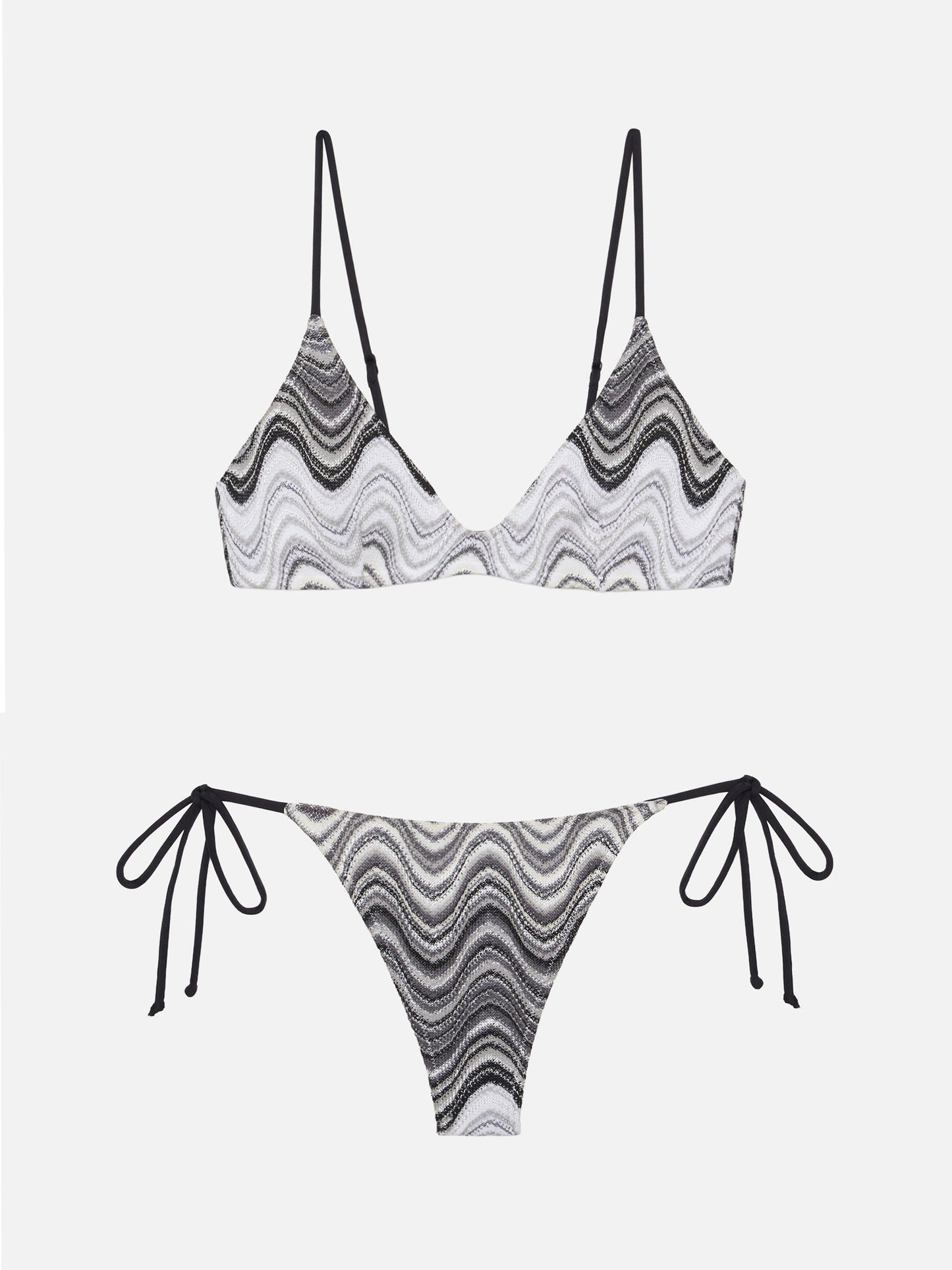 Norah slip mare cheeky marrone - Bralette scollata in maglia raschel con motivo a onde Paloma
