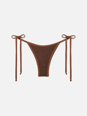 Braguita de bikini cheeky con tiras Brown Norah de tejido crinkle 