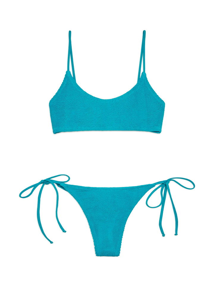 Blaugrüner Crinkle-Bralette-Bikini von Judy Norah