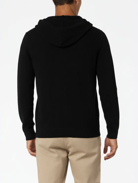 Schwarzer Kapuzenpullover aus Lambswool für Herren Notting