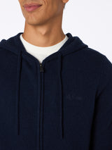 Maglione con cappuccio Notting in lambswool blu navy da uomo 