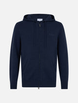 Maglione con cappuccio Notting in lambswool blu navy da uomo 