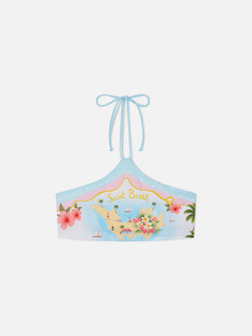 Haut de bikini dos-nu Nairobi avec imprimé placé carte de St. Barth 