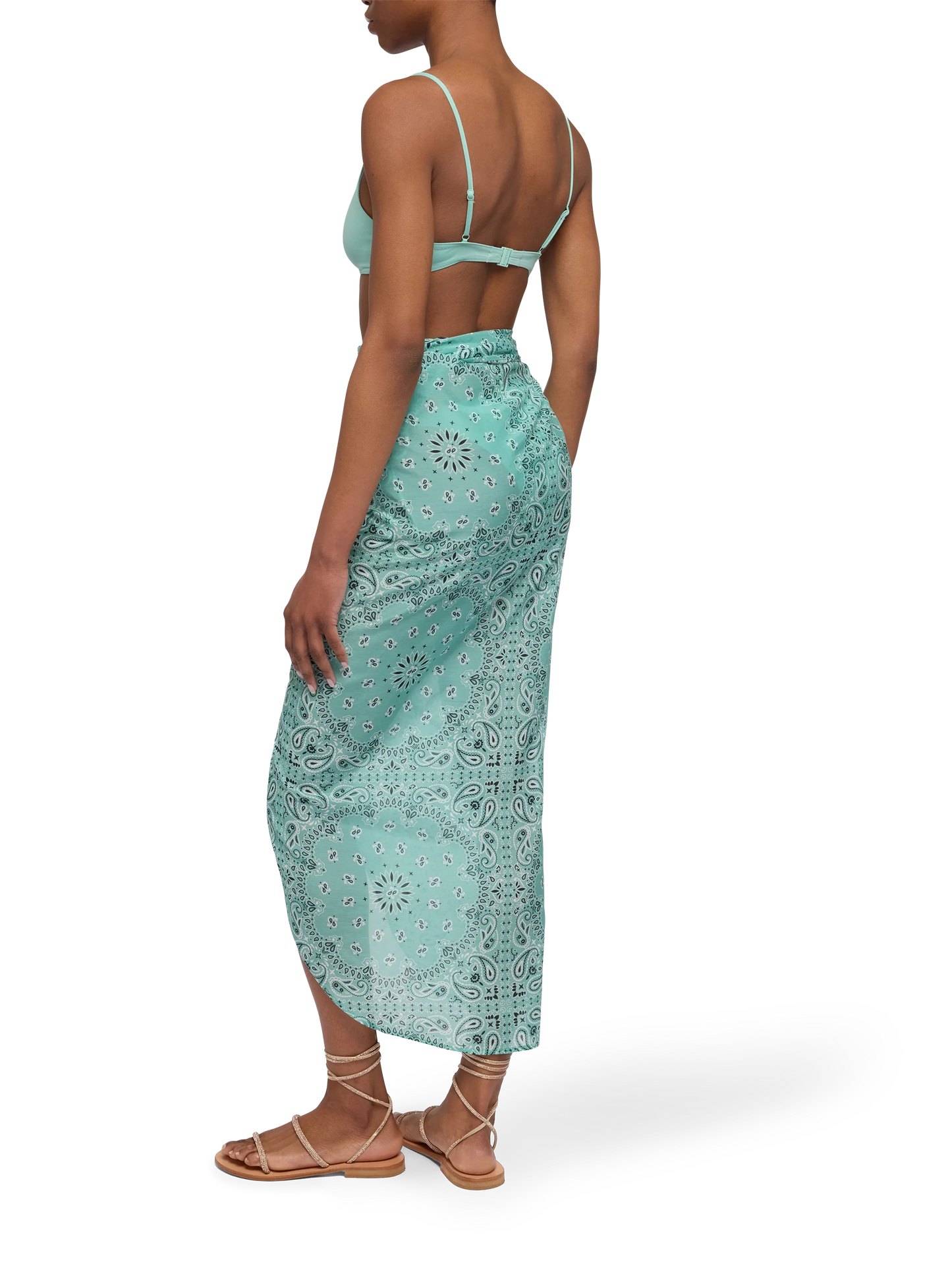 Oasi – Langer Pareo aus Seidenvoile mit Bandana-Print