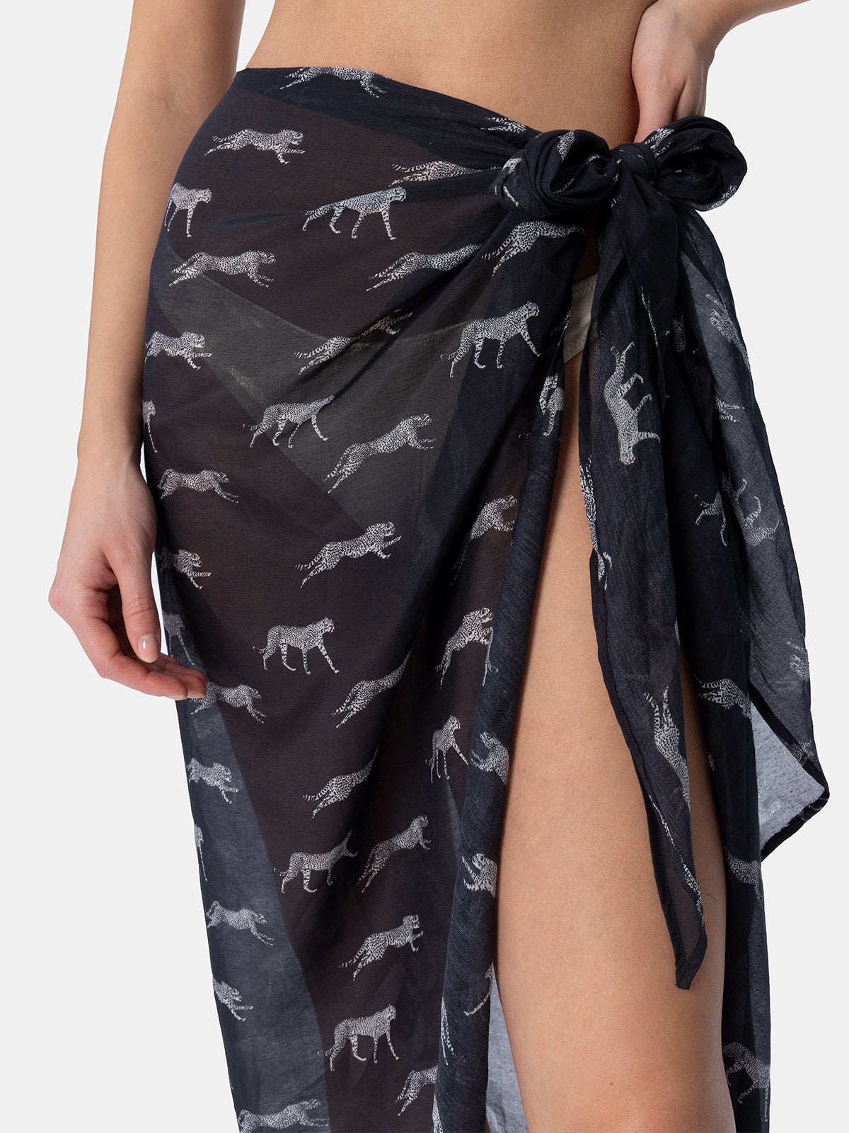 Woman silk voile long pareo Oasi with animalier print - MC2 Saint Barth