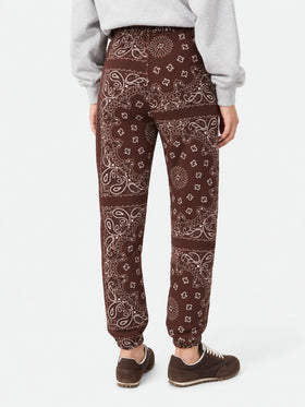 Feece-Baumwollhose Odalys mit braunem Bandana-Print 