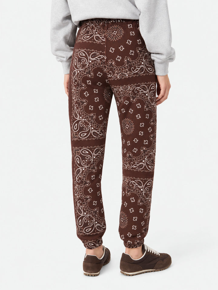 Feece cotton pants Odalys with brown bandana print