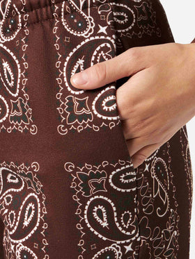 Feece-Baumwollhose Odalys mit braunem Bandana-Print 