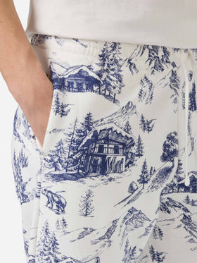 Odalys-Hose aus Baumwollfleece mit Toile-de-Jouy-Print
